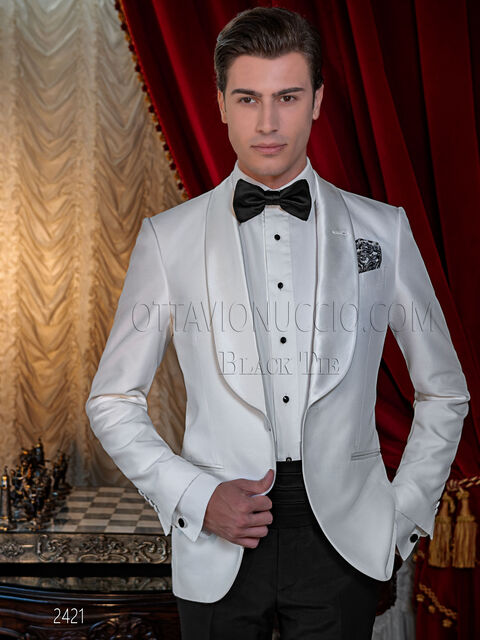 Smoking bianco abito elegante uomo per cerimonie di lusso