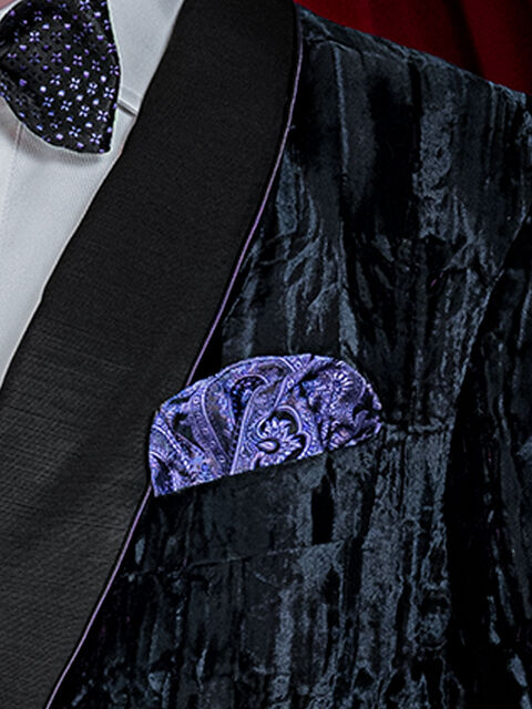 Fazzoletto seta cachemire nero e viola