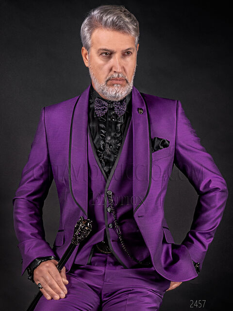 Vestito sposo moda alternativo sciallato viola