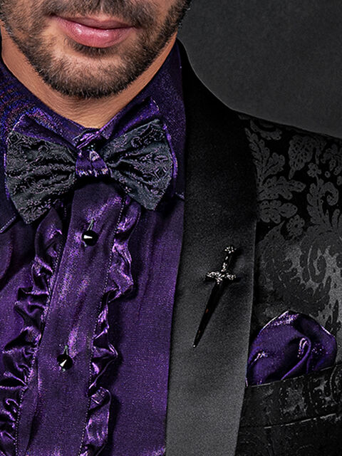 Papillon e Fazzoletto damascato prugna