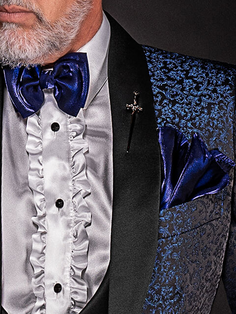 Papillon e Fazzoletto in lurex blu royal