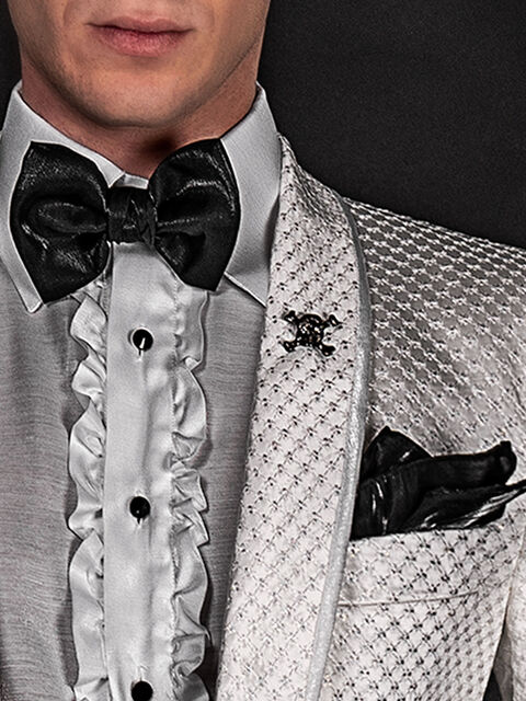 Papillon e fazzoletto in lurex nero