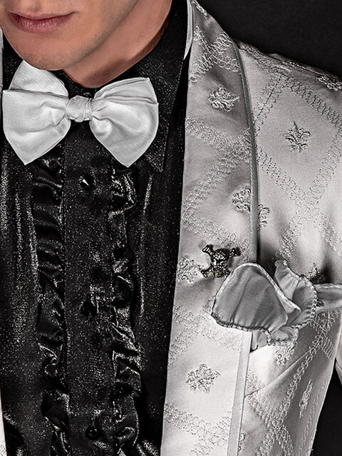 Papillon e Fazzoletto in lurex bianco