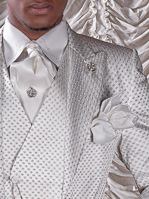 Ascot e fazzoletto in lurex bianco