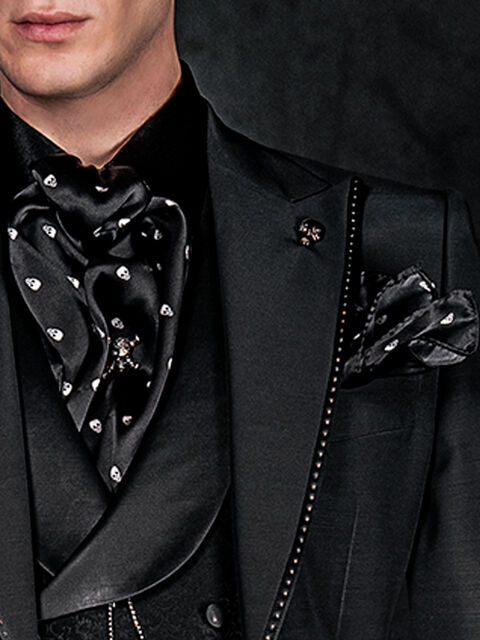Foulard e Fazzoletto in seta fantasia nero