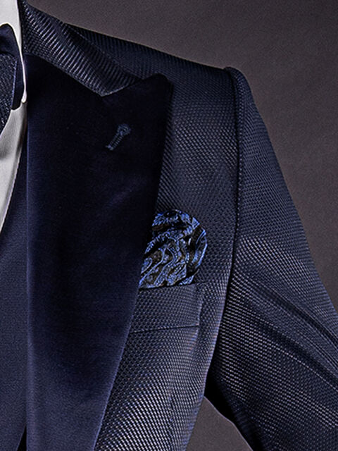 Fazzoletto seta cachemire nero e blu