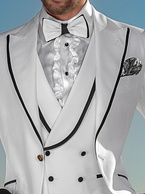 Gilet doppiopetto bianco con bordino nero