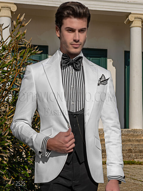 Completo uomo bianco e nero da matrimonio estivo chic