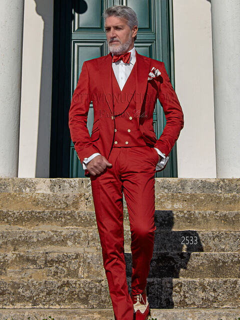 Abito uomo vintage da matrimonio civile in cotone rosso