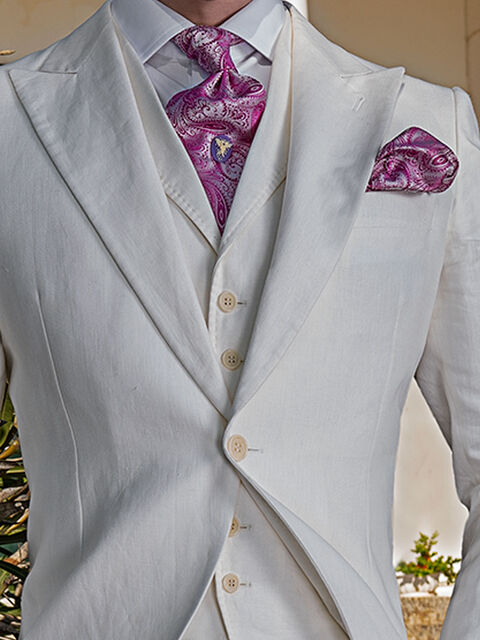 Gilet impunturato in lino bianco avorio