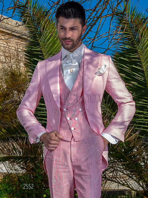 Tight per matrimonio estivo vintage in puro lino rosa
