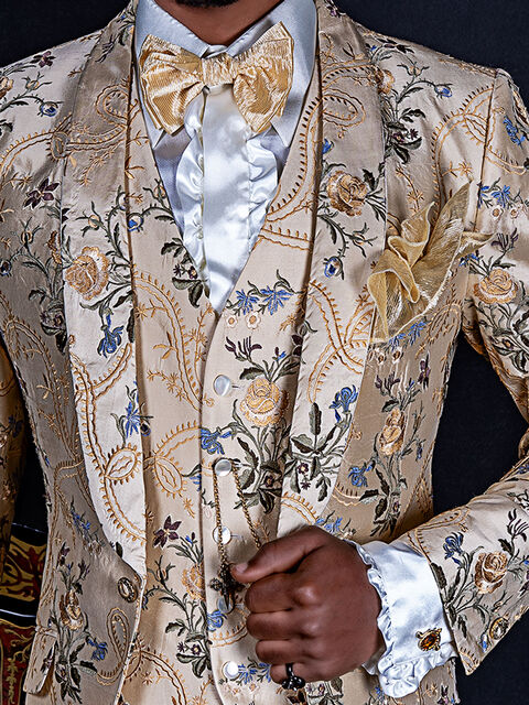 Gilet in seta shantung beige ricamata