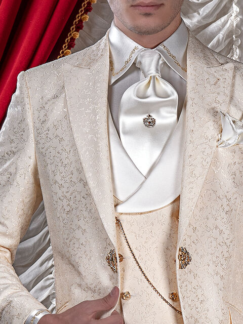 Camicia in raso microfibra bianco con ricamo oro