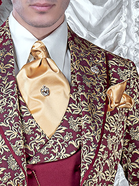 Ascot e fazzoletto in raso oro