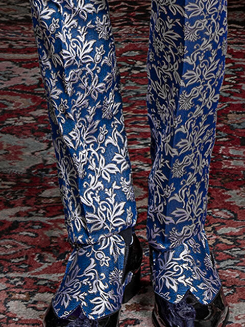 Scarpa bicolore vernice blu contrasto blu royal argento