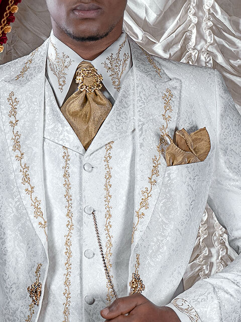 Camicia lurex bianco con ricamo oro