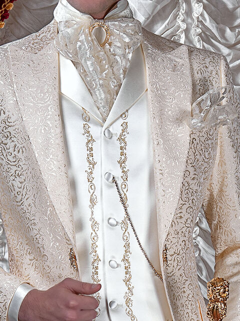 Gilet in raso avorio con ricamo oro