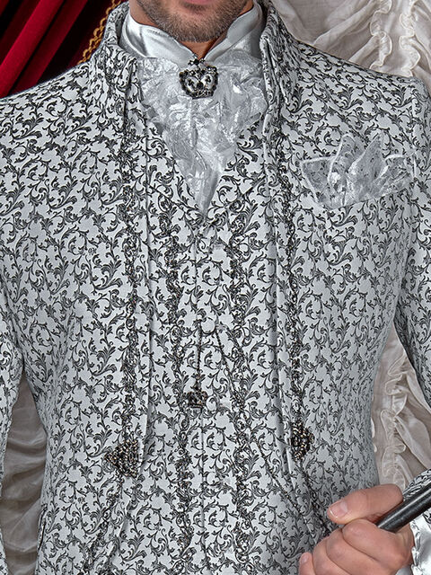 Gilet damascato con ricamo color nero-argento
