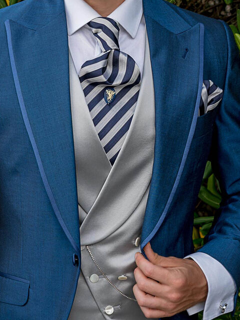 Gilet doppiopetto in misto seta grigio