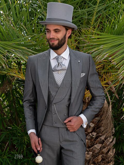 Tight elegante 3 pezzi in misto lana seta grigio