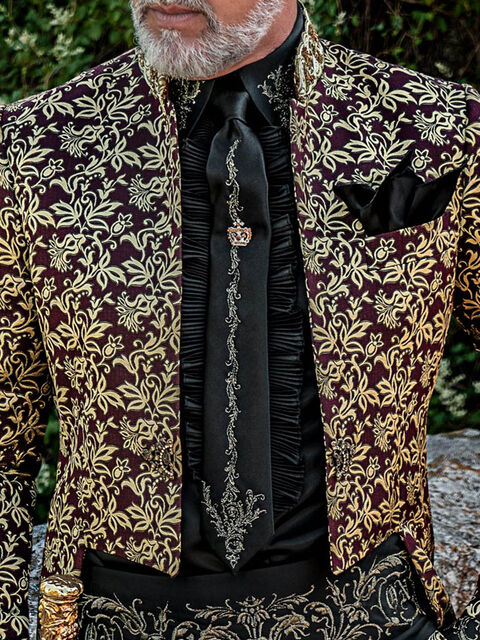 Camicia e accessori nero ricamo drago.