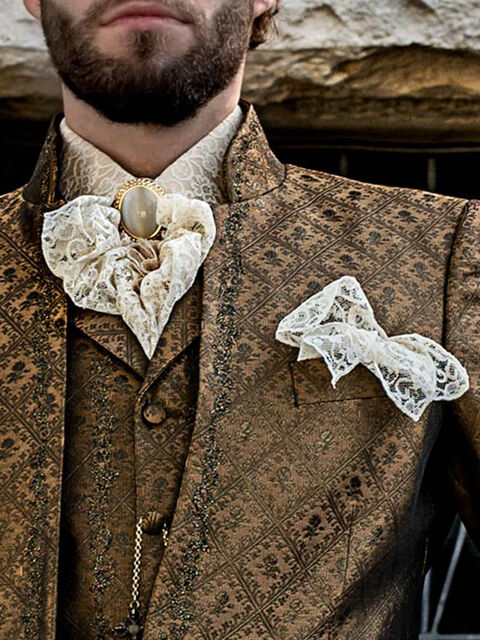 Plastron "Amadeus" e Fazzoletto in pizzo beige