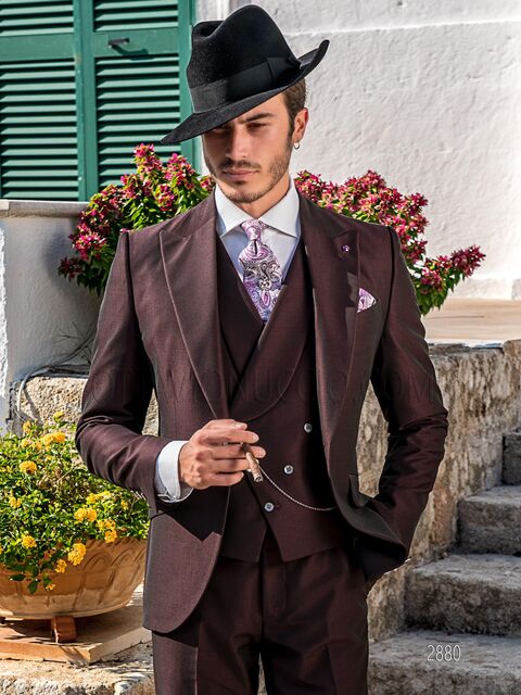 Abito 3 pezzi da cerimonia uomo vintage bordeaux