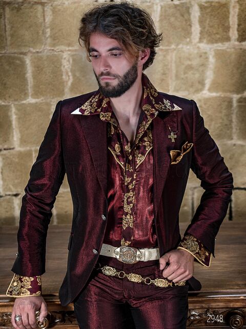 Abito cerimonia uomo slim bordeaux per uno stile “country-chic”