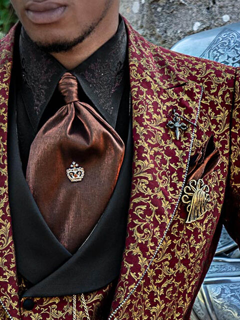 Ascot e fazzoletto in lurex marrone