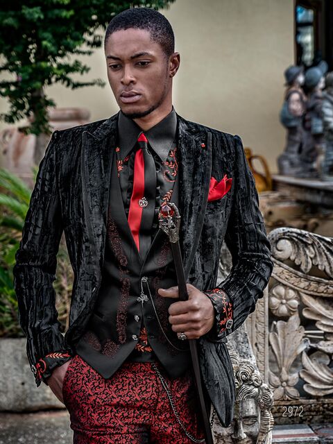 Pantalone damascato rosso