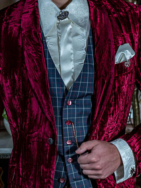Gilet 5 bottoni in tessuto a quadri blu