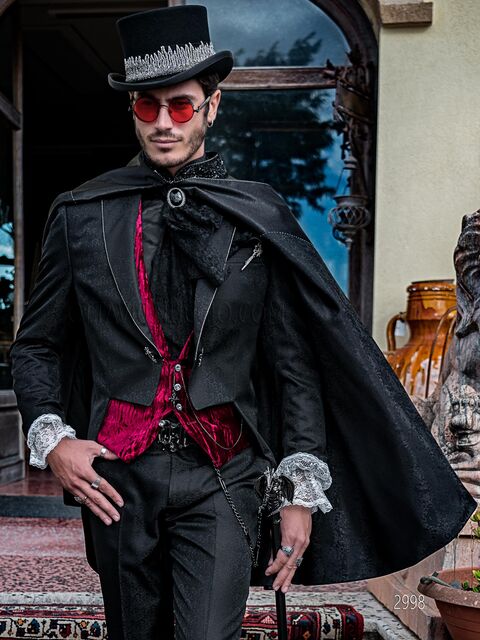 Frac particolare in stile uomo steampunk misto seta con strass crystal