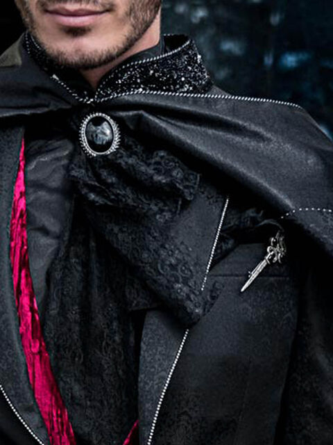 Plastron annodato in pizzo nero