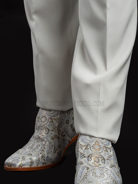 Slipper in tessuto broccato avorio