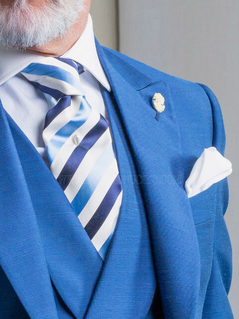 Cravatta regimental seta blu bianco e celeste