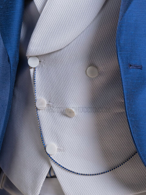 Gilet doppiopetto sciallato in piquet bianco