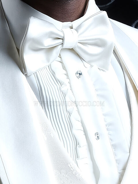 Papillon bicolore raso misto lana bianco