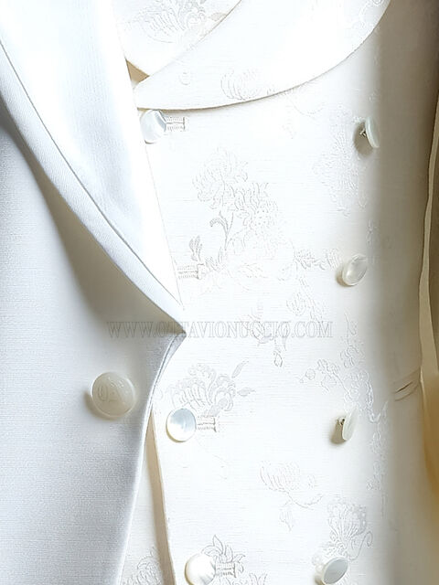 Gilet sciallato jacquard bianco naturale