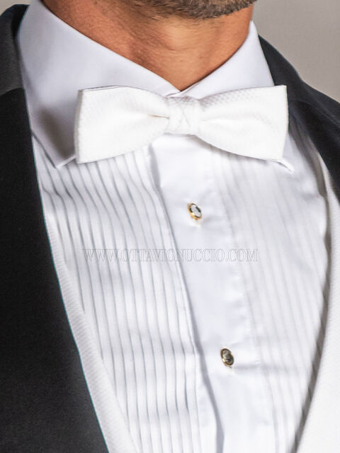 Papillon in cotone piquet bianco