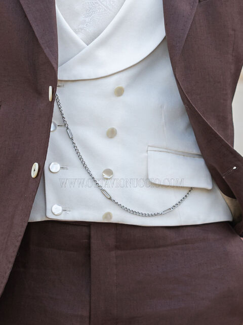 Gilet doppiopetto sciallato bianco