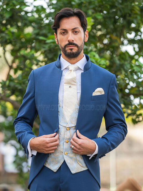 Abito coreano da sposo blu royal