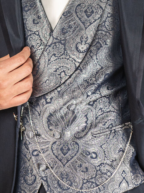 Gilet doppiopetto damascato blu