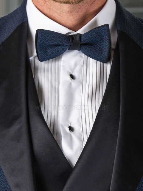 Papillon bicolore jacquard poli viscosa blu royal