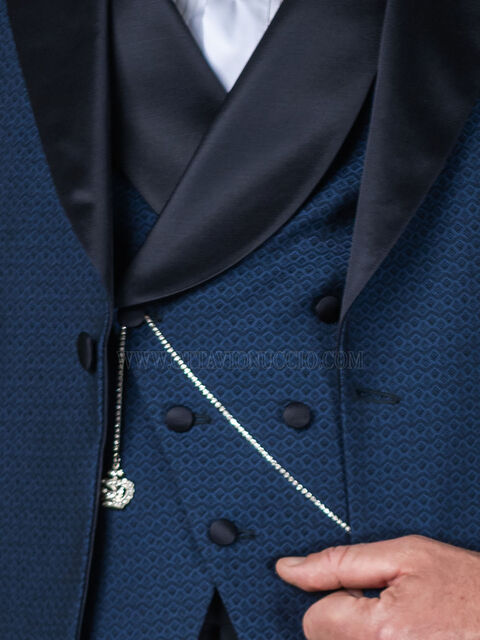 Gilet asimmetrico doppiopetto sciallato blu royal