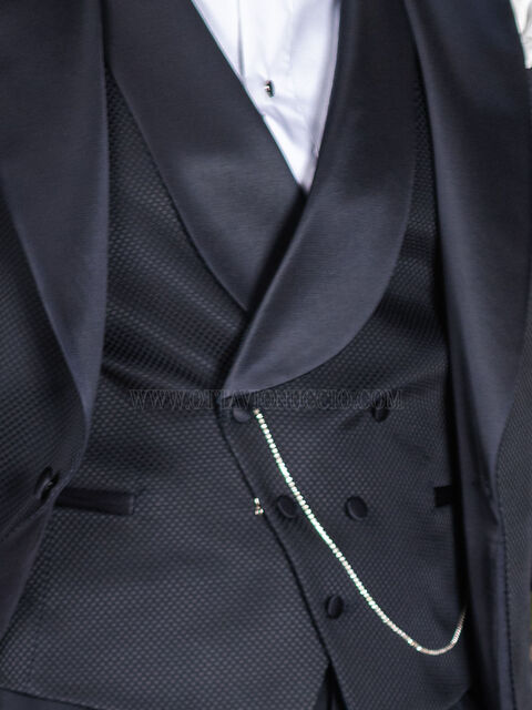 Gilet asimmetrico doppiopetto sciallato damiè blu