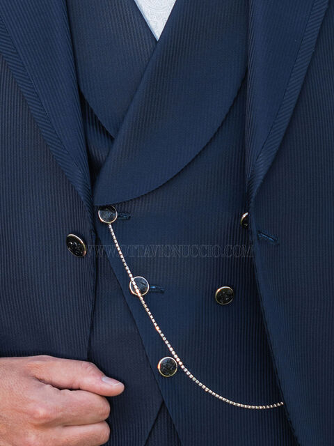 Gilet doppiopetto millerighe blu