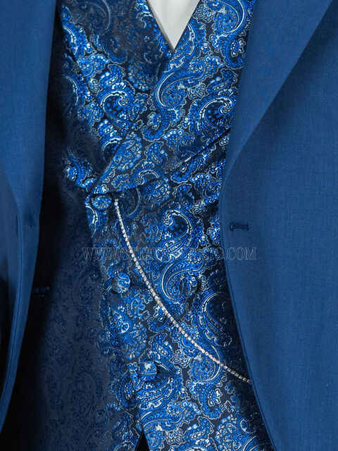 Gilet doppiopetto damascato blu