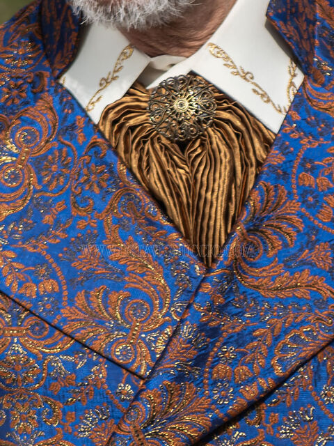 Plastron annodato in tessuto plissettato oro