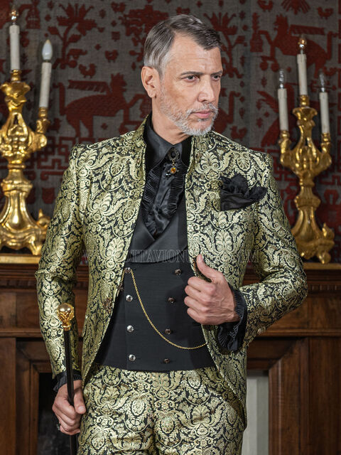 Vestito sposo gotico collo Napoleone broccato oro