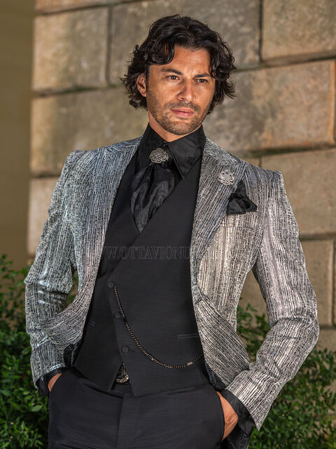 Blazer da uomo argento e nero